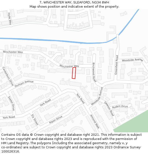 7, WINCHESTER WAY, SLEAFORD, NG34 8WH: Location map and indicative extent of plot