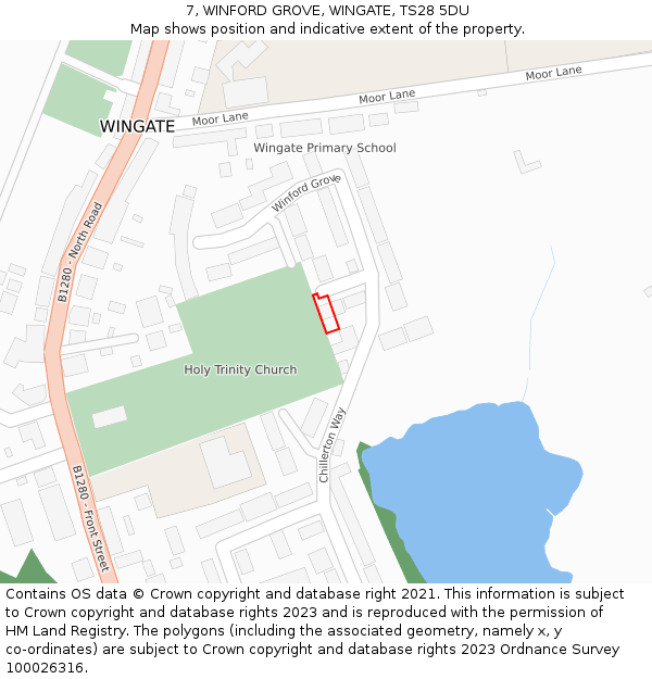 7, WINFORD GROVE, WINGATE, TS28 5DU: Location map and indicative extent of plot