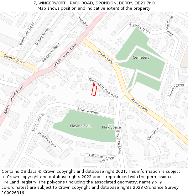 7, WINGERWORTH PARK ROAD, SPONDON, DERBY, DE21 7NR: Location map and indicative extent of plot