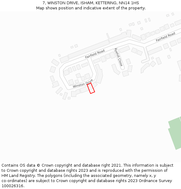 7, WINSTON DRIVE, ISHAM, KETTERING, NN14 1HS: Location map and indicative extent of plot