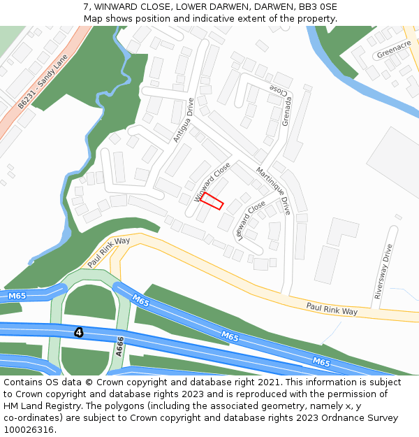 7, WINWARD CLOSE, LOWER DARWEN, DARWEN, BB3 0SE: Location map and indicative extent of plot