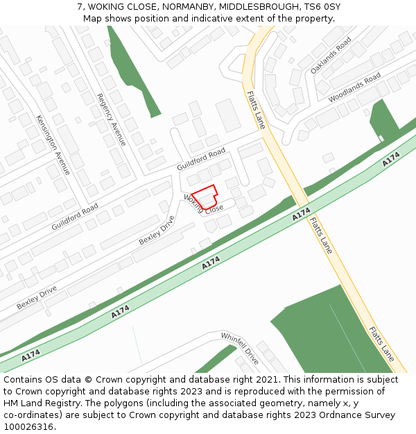 7, WOKING CLOSE, NORMANBY, MIDDLESBROUGH, TS6 0SY: Location map and indicative extent of plot