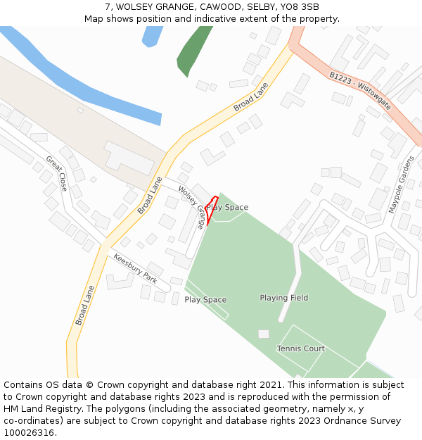 7, WOLSEY GRANGE, CAWOOD, SELBY, YO8 3SB: Location map and indicative extent of plot