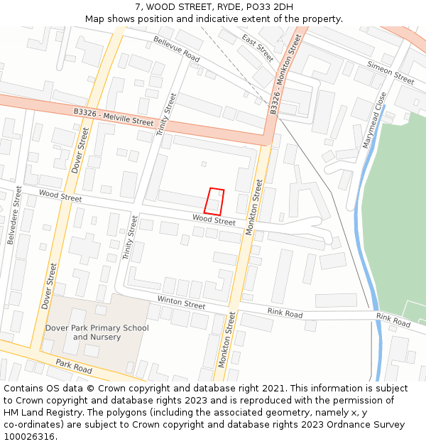 7, WOOD STREET, RYDE, PO33 2DH: Location map and indicative extent of plot