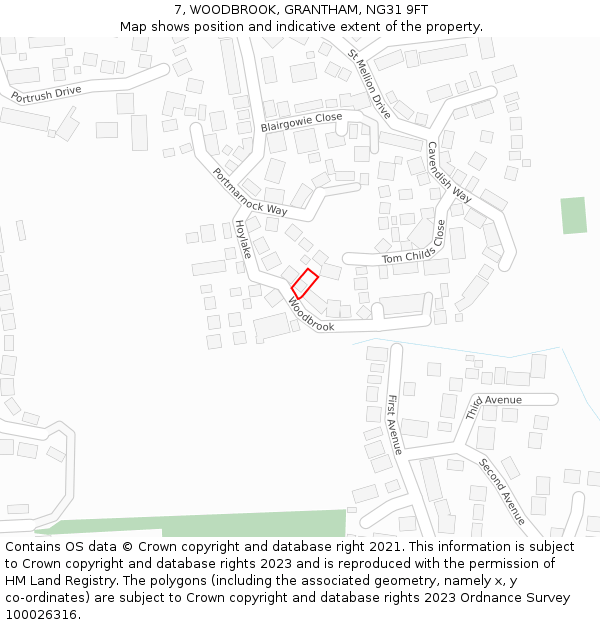 7, WOODBROOK, GRANTHAM, NG31 9FT: Location map and indicative extent of plot