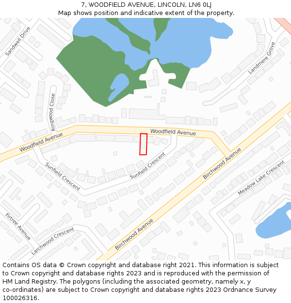 7, WOODFIELD AVENUE, LINCOLN, LN6 0LJ: Location map and indicative extent of plot