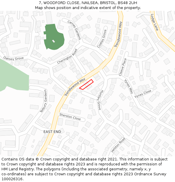 7, WOODFORD CLOSE, NAILSEA, BRISTOL, BS48 2UH: Location map and indicative extent of plot