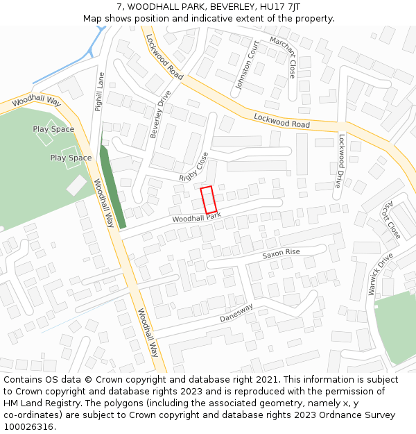 7, WOODHALL PARK, BEVERLEY, HU17 7JT: Location map and indicative extent of plot