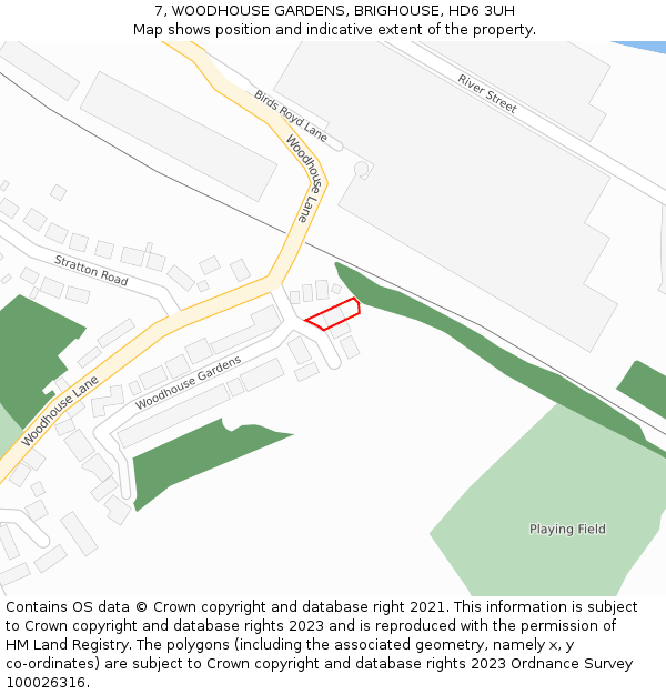 7, WOODHOUSE GARDENS, BRIGHOUSE, HD6 3UH: Location map and indicative extent of plot