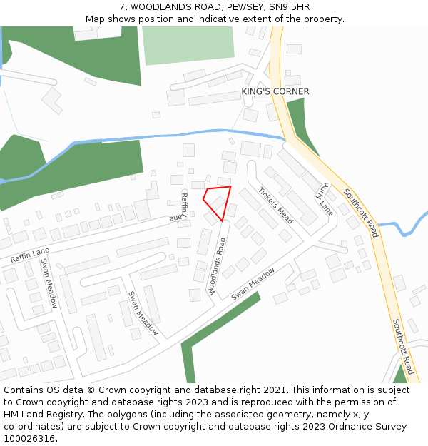 7, WOODLANDS ROAD, PEWSEY, SN9 5HR: Location map and indicative extent of plot