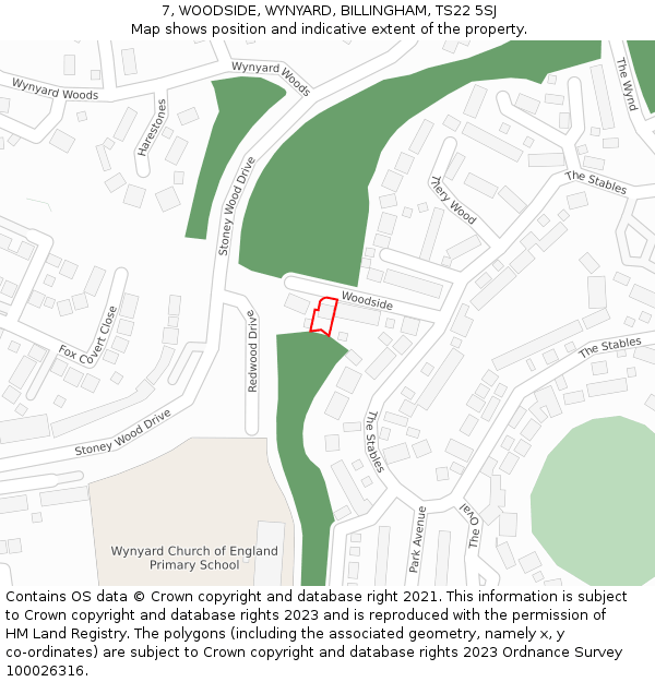 7, WOODSIDE, WYNYARD, BILLINGHAM, TS22 5SJ: Location map and indicative extent of plot