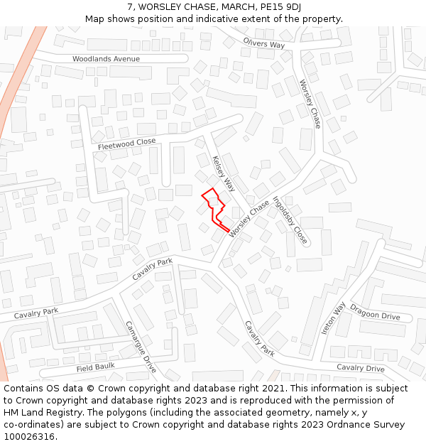 7, WORSLEY CHASE, MARCH, PE15 9DJ: Location map and indicative extent of plot