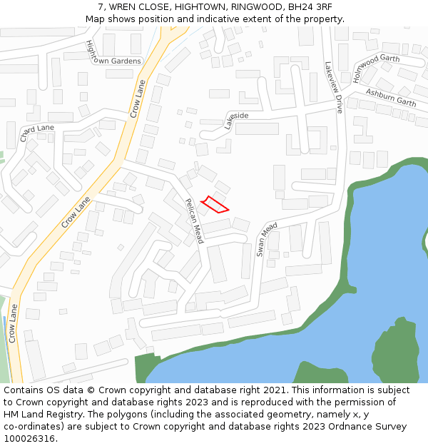 7, WREN CLOSE, HIGHTOWN, RINGWOOD, BH24 3RF: Location map and indicative extent of plot