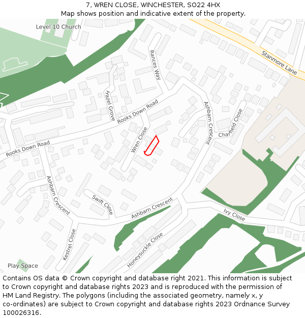 7, WREN CLOSE, WINCHESTER, SO22 4HX: Location map and indicative extent of plot