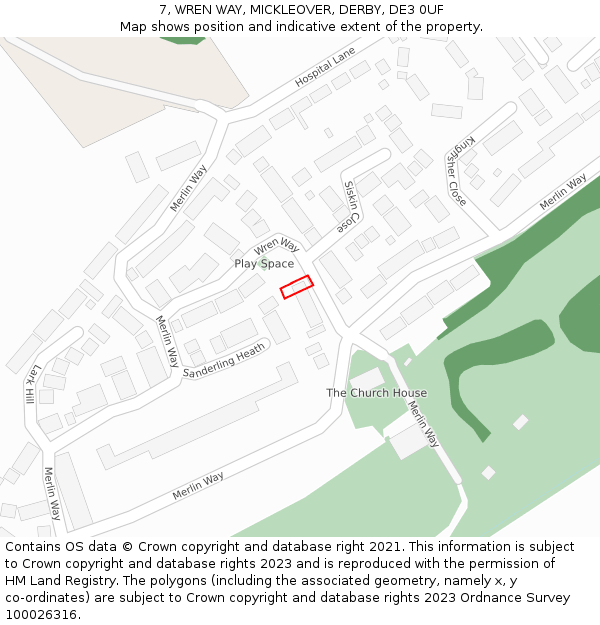 7, WREN WAY, MICKLEOVER, DERBY, DE3 0UF: Location map and indicative extent of plot