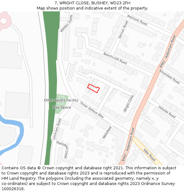 7, WRIGHT CLOSE, BUSHEY, WD23 2FH: Location map and indicative extent of plot