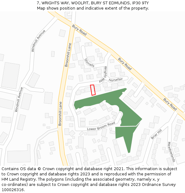 7, WRIGHTS WAY, WOOLPIT, BURY ST EDMUNDS, IP30 9TY: Location map and indicative extent of plot