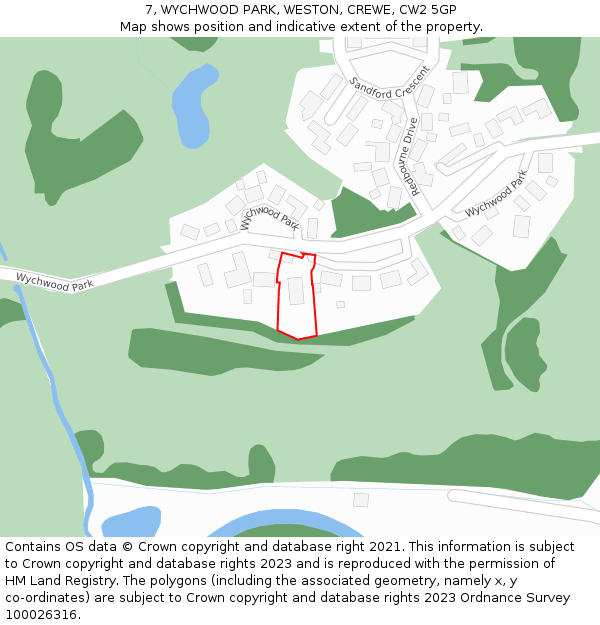 7, WYCHWOOD PARK, WESTON, CREWE, CW2 5GP: Location map and indicative extent of plot