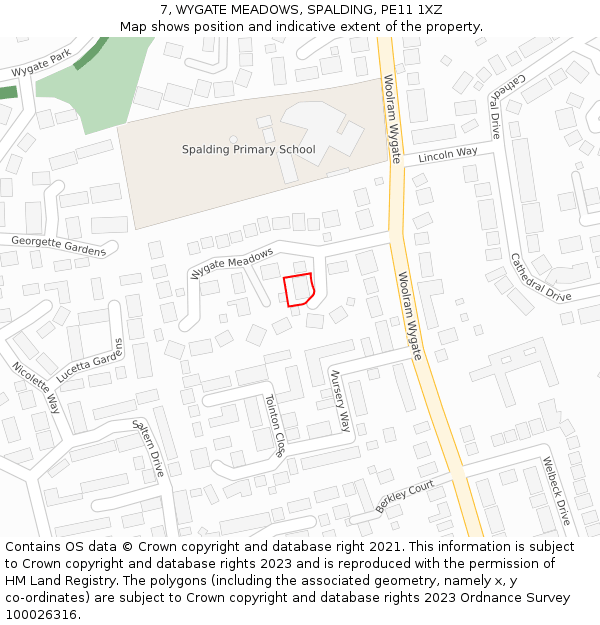 7, WYGATE MEADOWS, SPALDING, PE11 1XZ: Location map and indicative extent of plot