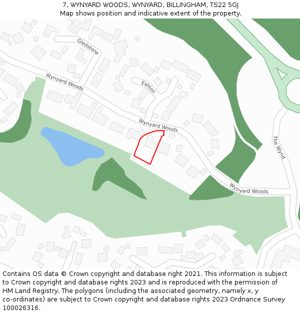 7, WYNYARD WOODS, WYNYARD, BILLINGHAM, TS22 5GJ: Location map and indicative extent of plot