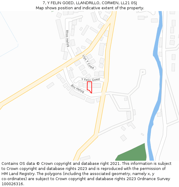 7, Y FELIN GOED, LLANDRILLO, CORWEN, LL21 0SJ: Location map and indicative extent of plot