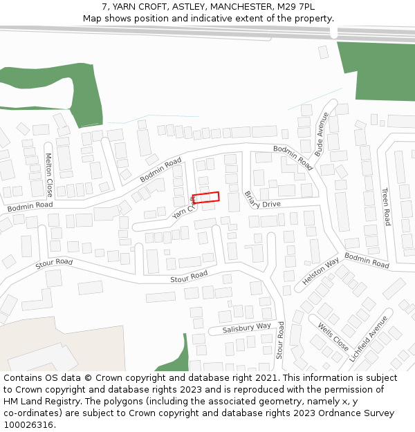 7, YARN CROFT, ASTLEY, MANCHESTER, M29 7PL: Location map and indicative extent of plot