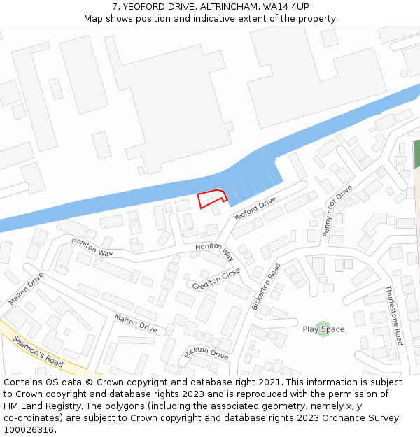 7, YEOFORD DRIVE, ALTRINCHAM, WA14 4UP: Location map and indicative extent of plot