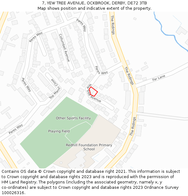 7, YEW TREE AVENUE, OCKBROOK, DERBY, DE72 3TB: Location map and indicative extent of plot