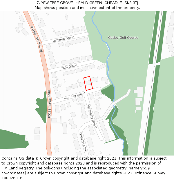 7, YEW TREE GROVE, HEALD GREEN, CHEADLE, SK8 3TJ: Location map and indicative extent of plot