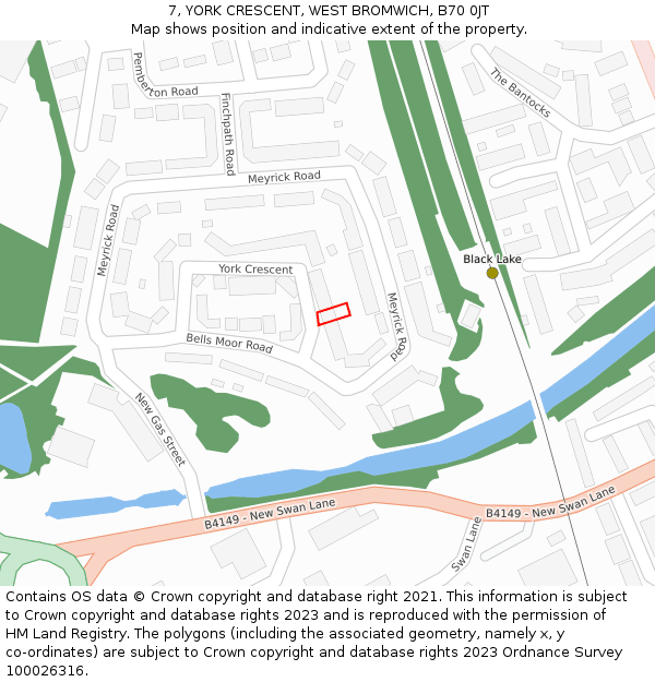 7, YORK CRESCENT, WEST BROMWICH, B70 0JT: Location map and indicative extent of plot