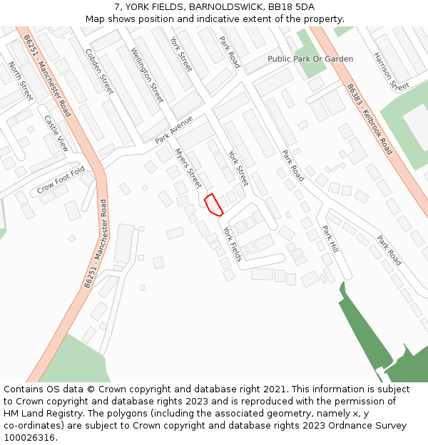 7, YORK FIELDS, BARNOLDSWICK, BB18 5DA: Location map and indicative extent of plot