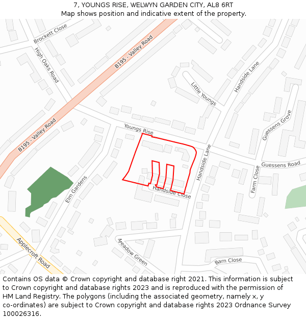 7, YOUNGS RISE, WELWYN GARDEN CITY, AL8 6RT: Location map and indicative extent of plot