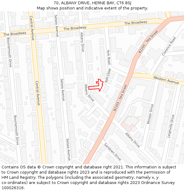 70, ALBANY DRIVE, HERNE BAY, CT6 8SJ: Location map and indicative extent of plot