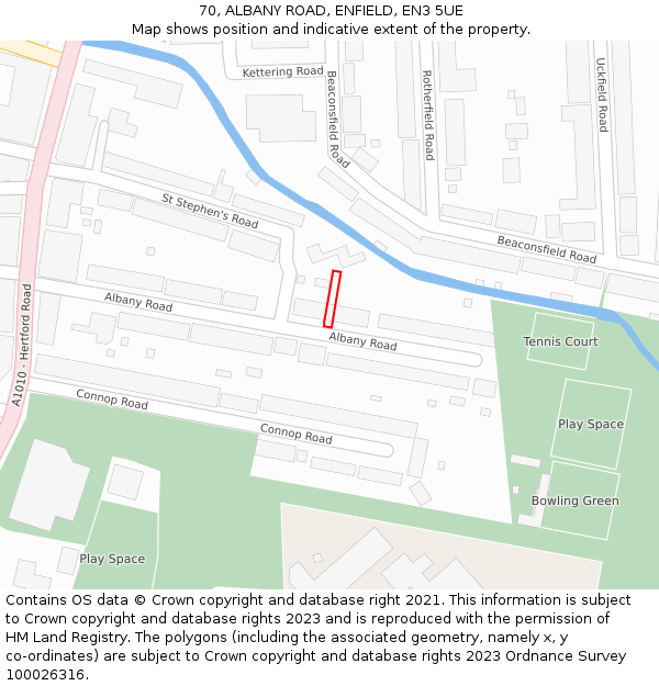 70, ALBANY ROAD, ENFIELD, EN3 5UE: Location map and indicative extent of plot