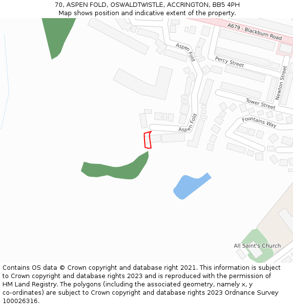 70, ASPEN FOLD, OSWALDTWISTLE, ACCRINGTON, BB5 4PH: Location map and indicative extent of plot