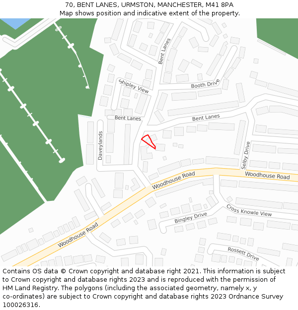 70, BENT LANES, URMSTON, MANCHESTER, M41 8PA: Location map and indicative extent of plot