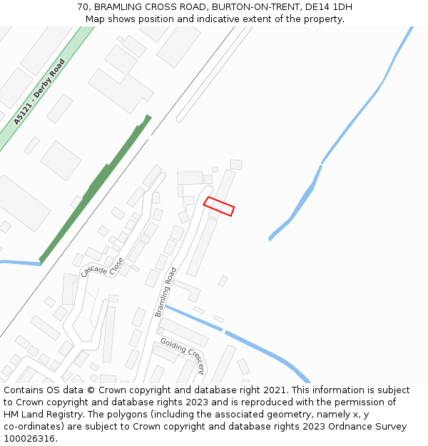 70, BRAMLING CROSS ROAD, BURTON-ON-TRENT, DE14 1DH: Location map and indicative extent of plot