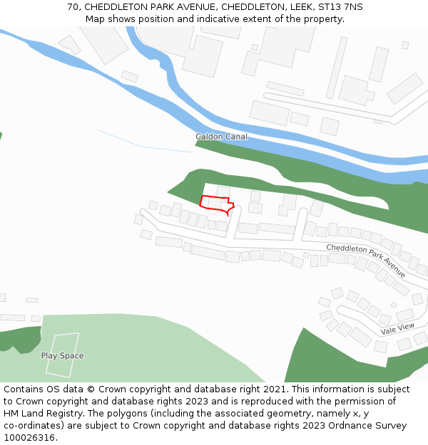 70, CHEDDLETON PARK AVENUE, CHEDDLETON, LEEK, ST13 7NS: Location map and indicative extent of plot
