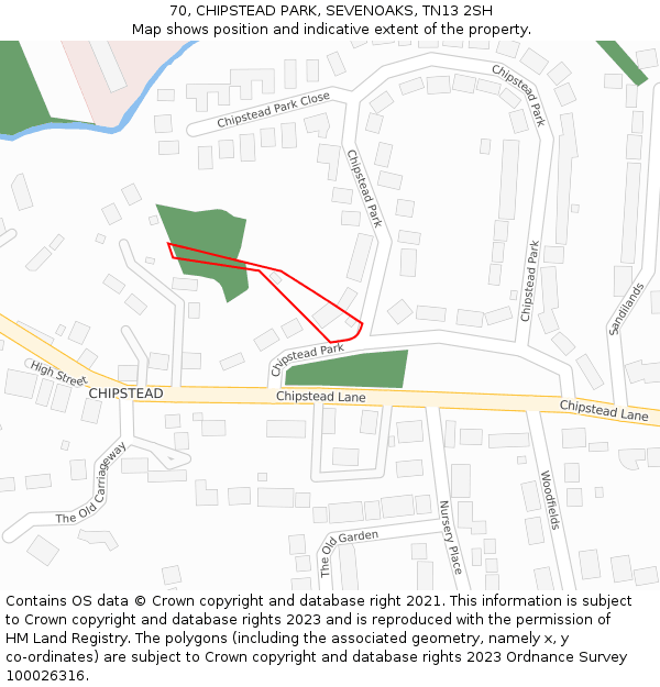 70, CHIPSTEAD PARK, SEVENOAKS, TN13 2SH: Location map and indicative extent of plot