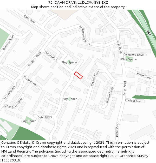 70, DAHN DRIVE, LUDLOW, SY8 1XZ: Location map and indicative extent of plot