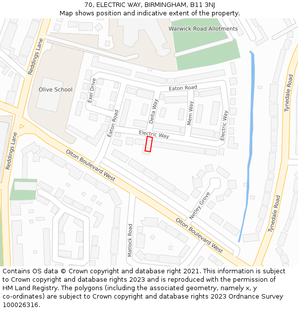 70, ELECTRIC WAY, BIRMINGHAM, B11 3NJ: Location map and indicative extent of plot