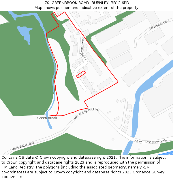 70, GREENBROOK ROAD, BURNLEY, BB12 6PD: Location map and indicative extent of plot