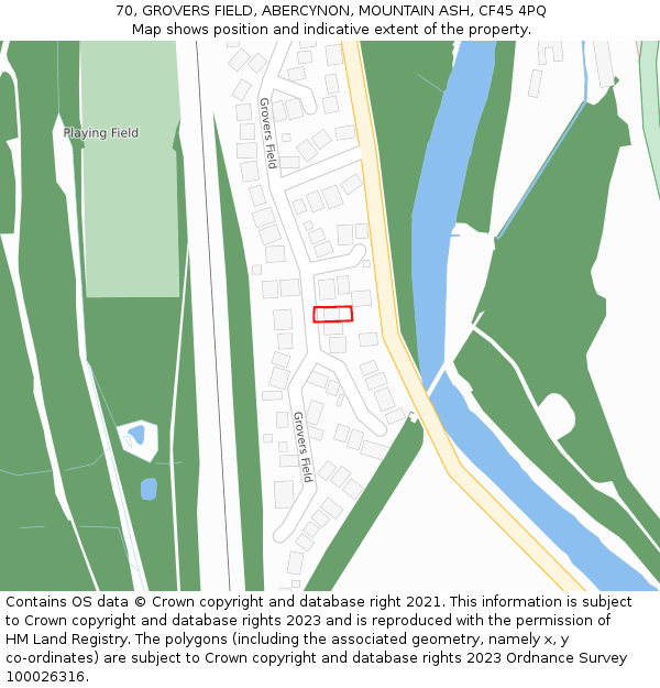 70, GROVERS FIELD, ABERCYNON, MOUNTAIN ASH, CF45 4PQ: Location map and indicative extent of plot