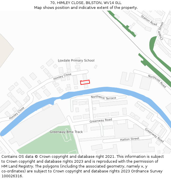 70, HIMLEY CLOSE, BILSTON, WV14 0LL: Location map and indicative extent of plot