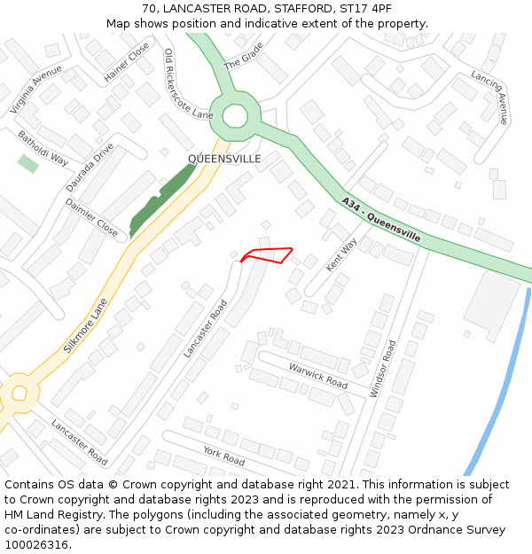 70, LANCASTER ROAD, STAFFORD, ST17 4PF: Location map and indicative extent of plot