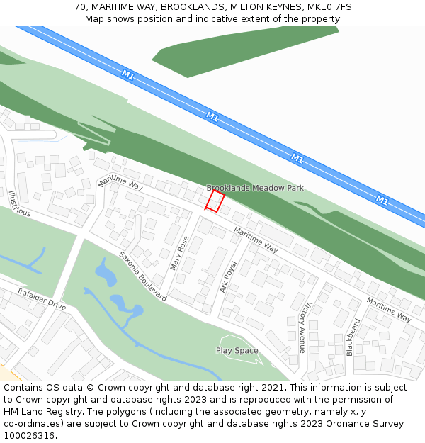 70, MARITIME WAY, BROOKLANDS, MILTON KEYNES, MK10 7FS: Location map and indicative extent of plot