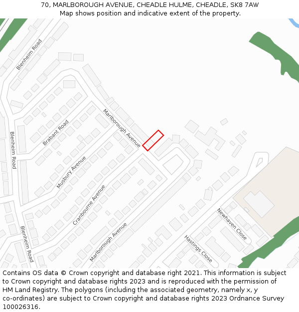 70, MARLBOROUGH AVENUE, CHEADLE HULME, CHEADLE, SK8 7AW: Location map and indicative extent of plot