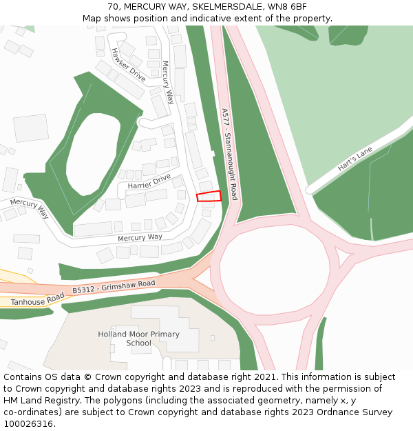 70, MERCURY WAY, SKELMERSDALE, WN8 6BF: Location map and indicative extent of plot