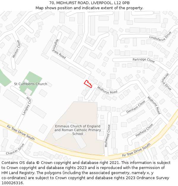 70, MIDHURST ROAD, LIVERPOOL, L12 0PB: Location map and indicative extent of plot