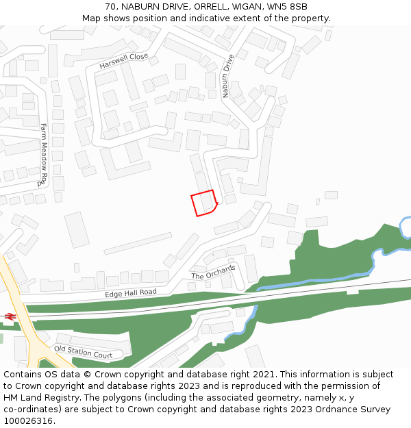 70, NABURN DRIVE, ORRELL, WIGAN, WN5 8SB: Location map and indicative extent of plot